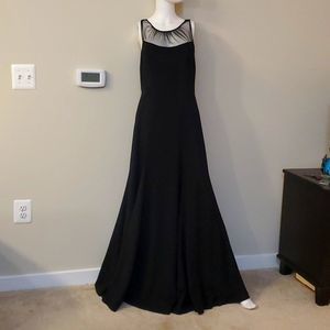 Vera Wang floor length black gown, 6, tulle accents